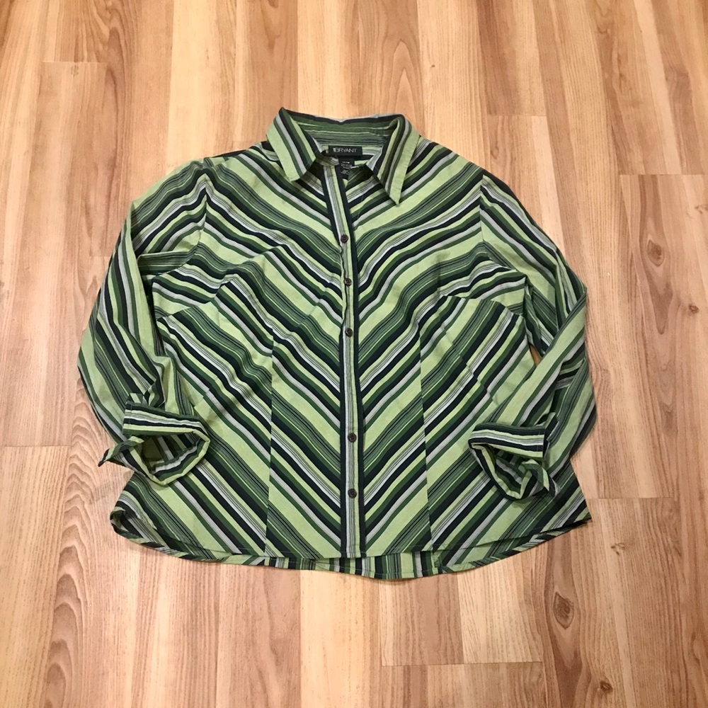 Lane Bryant Fitted Shirt Plus 14 16 Long Sleeve
